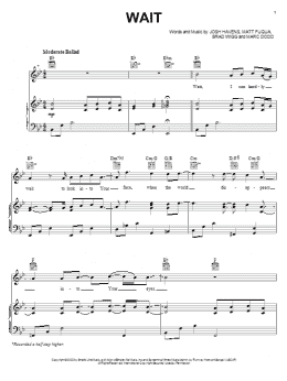 page one of Wait (Piano, Vocal & Guitar Chords (Right-Hand Melody))