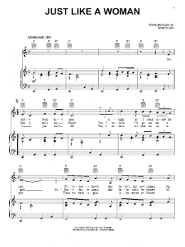page one of Just Like A Woman (Piano, Vocal & Guitar Chords (Right-Hand Melody))