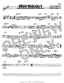 page one of Ornithology (Real Book – Melody & Chords – Bb Instruments)