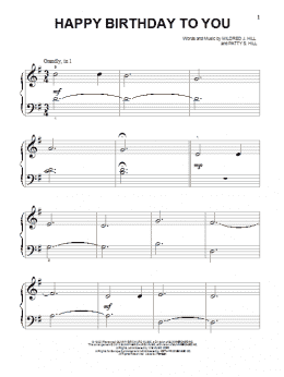 page one of Happy Birthday To You (Beginning Piano Solo)