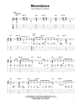 page one of Moondance (Solo Guitar)