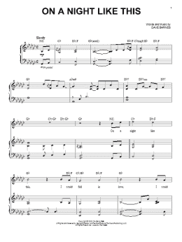 page one of On A Night Like This (Piano & Vocal)