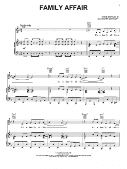 page one of Family Affair (Piano, Vocal & Guitar Chords (Right-Hand Melody))