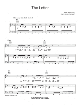 page one of The Letter (Piano, Vocal & Guitar Chords (Right-Hand Melody))