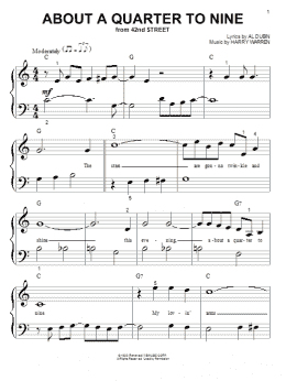 page one of About A Quarter To Nine (from 42nd Street) (Big Note Piano)