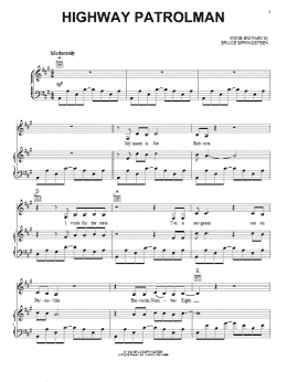 page one of Highway Patrolman (Piano, Vocal & Guitar Chords (Right-Hand Melody))