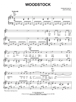 page one of Woodstock (Piano, Vocal & Guitar Chords (Right-Hand Melody))