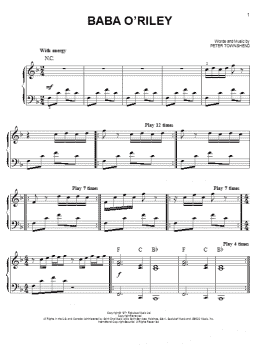 page one of Baba O'Riley (Easy Piano)