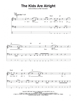 page one of The Kids Are Alright (Bass Guitar Tab)
