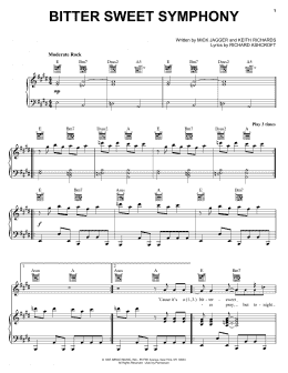 page one of Bitter Sweet Symphony (Piano, Vocal & Guitar Chords (Right-Hand Melody))