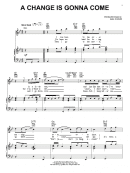 page one of A Change Is Gonna Come (Piano, Vocal & Guitar Chords (Right-Hand Melody))