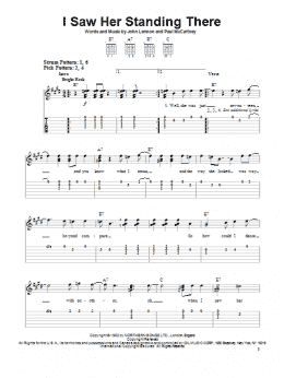 page one of I Saw Her Standing There (Easy Guitar Tab)