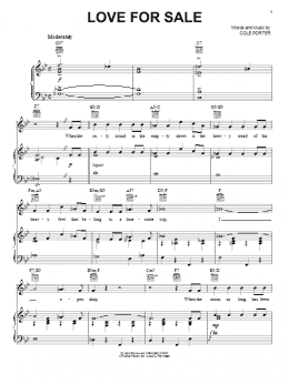 page one of Love For Sale (Piano, Vocal & Guitar Chords (Right-Hand Melody))
