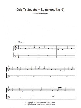 page one of Ode To Joy from Symphony No. 9, Fourth Movement (Easy Piano)