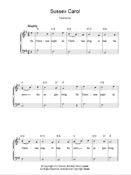 page one of Sussex Carol (Easy Piano)