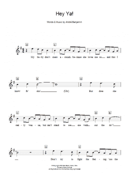 page one of Hey Ya! (Piano Chords/Lyrics)