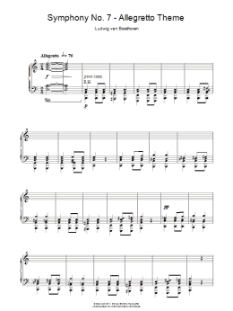 page one of 2nd Movement Theme - Allegretto (from Symphony No.7) (Piano Solo)