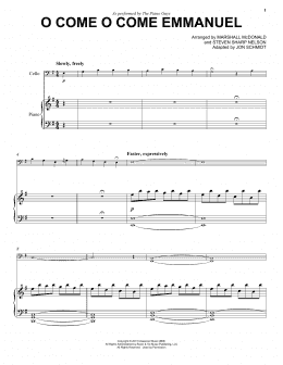 page one of O Come O Come Emmanuel (Cello and Piano)