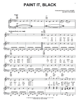page one of Paint It, Black (Piano, Vocal & Guitar Chords (Right-Hand Melody))