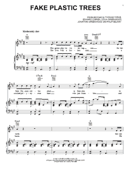 page one of Fake Plastic Trees (Piano, Vocal & Guitar Chords (Right-Hand Melody))