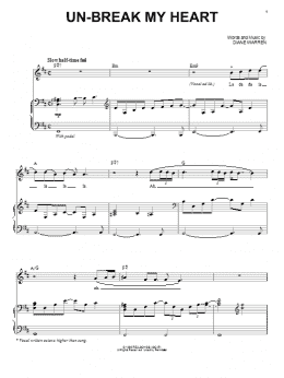 page one of Un-break My Heart (Piano & Vocal)