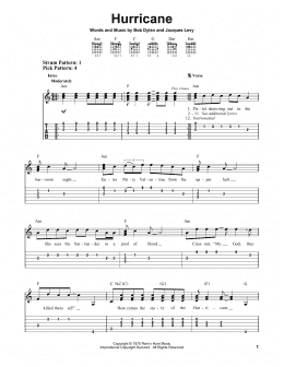 page one of Hurricane (Easy Guitar Tab)