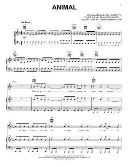 page one of Animal (Piano, Vocal & Guitar Chords (Right-Hand Melody))