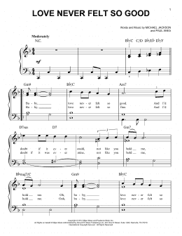page one of Love Never Felt So Good (Easy Piano)