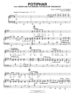 page one of Potiphar (from Joseph And The Amazing Technicolor Dreamcoat) (Piano, Vocal & Guitar Chords (Right-Hand Melody))