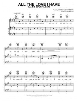 page one of All The Love I Have (Piano, Vocal & Guitar Chords (Right-Hand Melody))
