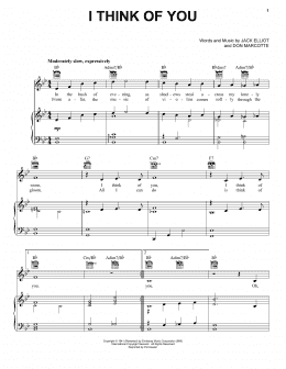 page one of I Think Of You (Piano, Vocal & Guitar Chords (Right-Hand Melody))