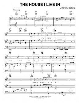 page one of The House I Live In (Piano, Vocal & Guitar Chords (Right-Hand Melody))