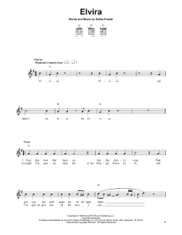 page one of Elvira (Easy Guitar)