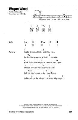 page one of Wagon Wheel (Mandolin Chords/Lyrics)