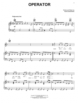 page one of Operator (Piano, Vocal & Guitar Chords (Right-Hand Melody))
