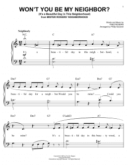 page one of Won't You Be My Neighbor? (It's A Beautiful Day In The Neighborhood) (arr. Phillip Keveren) (Easy Piano)