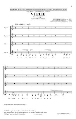 page one of Vuelie (from Disney's Frozen) (SSAA Choir)