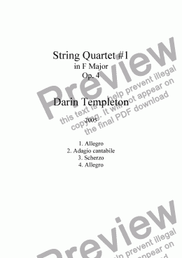 page one of String Quartet no. 1 in F Major Op. 4, Mvt. 1, Allegro