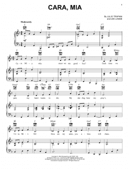 page one of Cara, Mia (Piano, Vocal & Guitar Chords (Right-Hand Melody))