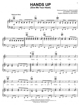 page one of Hands Up (Give Me Your Heart) (Piano, Vocal & Guitar Chords (Right-Hand Melody))