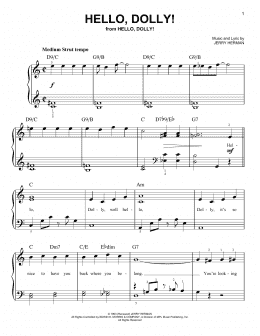 page one of Hello, Dolly! (Very Easy Piano)