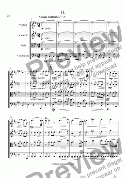 page one of String Quartet no. 1 in F Major Op. 4, Mvt. 2, Adagio cantabile