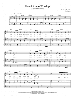 page one of Here I Am To Worship (Light Of The World) (Piano & Vocal)