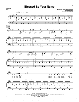 page one of Blessed Be Your Name (Piano & Vocal)