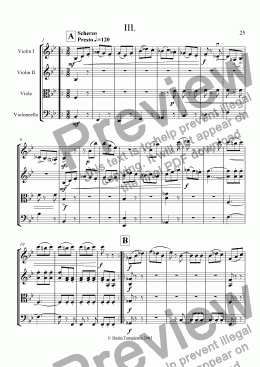 page one of String Quartet no. 1 in F Major Op. 4, Mvt. 3, Scherzo