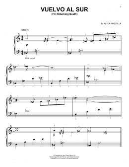 page one of Vuelvo Al Sur (Easy Piano)