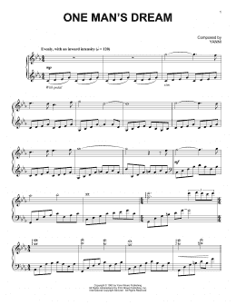 page one of One Man's Dream (Piano Solo)
