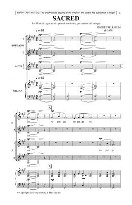 page one of Sacred (SSA Choir)