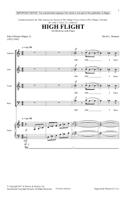 page one of High Flight (SATB Choir)