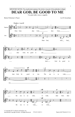 page one of Dear God, Be Good To Me (2-Part Choir)